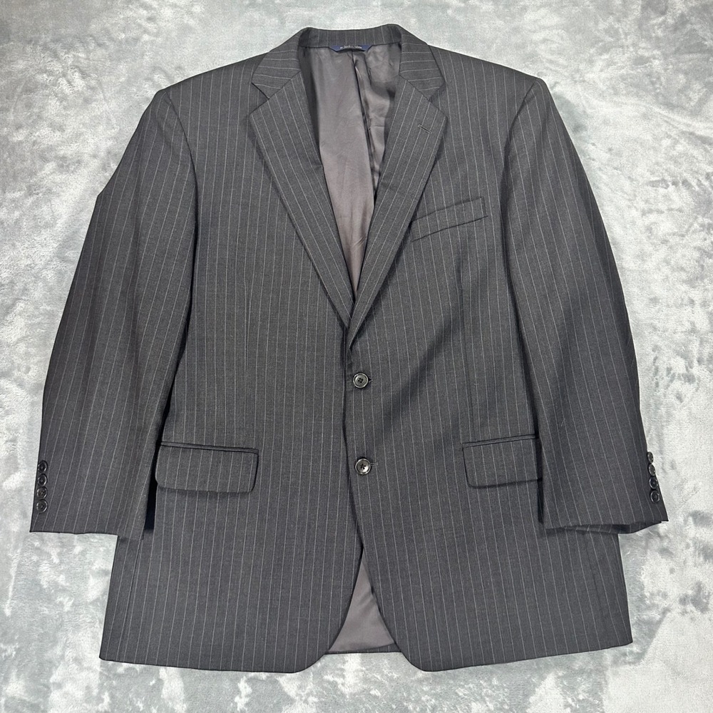 Brooks Brothers 1818 Madison Suit Jacket 46R Grey Pinstripe Wool Made in USA